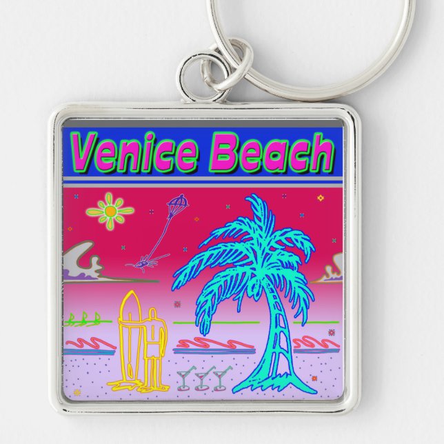 "Venice Beach" Surfer Schlüsselanhänger (Vorne)