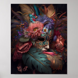 Venice Carnival Florals Poster
