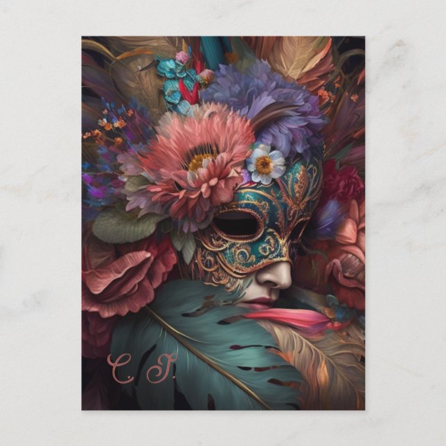 Venice Carnival Florals Postkarte (Vorderseite)