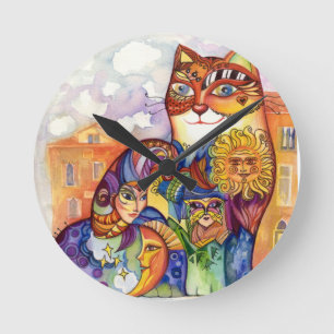 Venice cat runde wanduhr