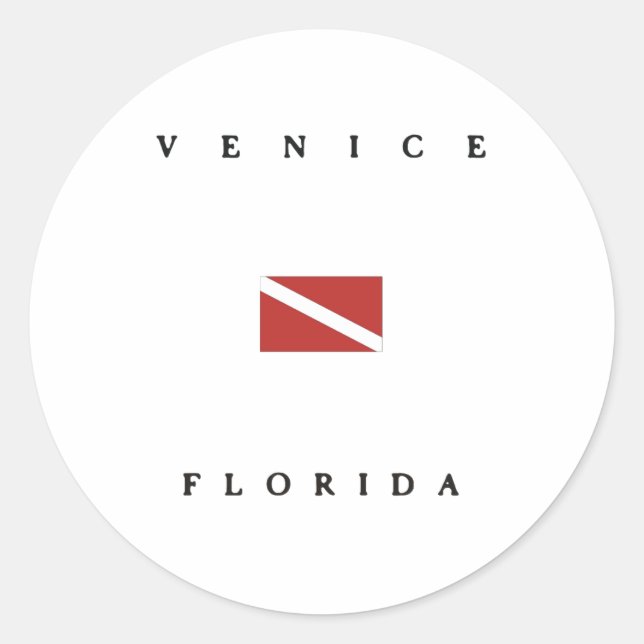 Venice Florida Scuba Dive Flag Runder Aufkleber (Vorderseite)