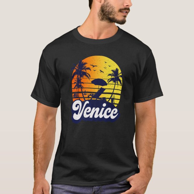 Venice Florida Sunset Beach Retro Premium T-Shirt (Vorderseite)