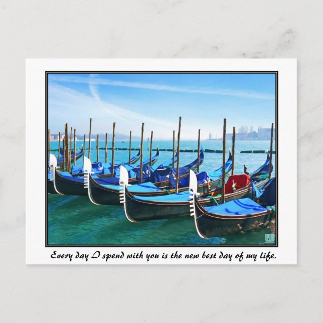 Venice Gandola mit Liebe Zitat Postkarte (Vorderseite)