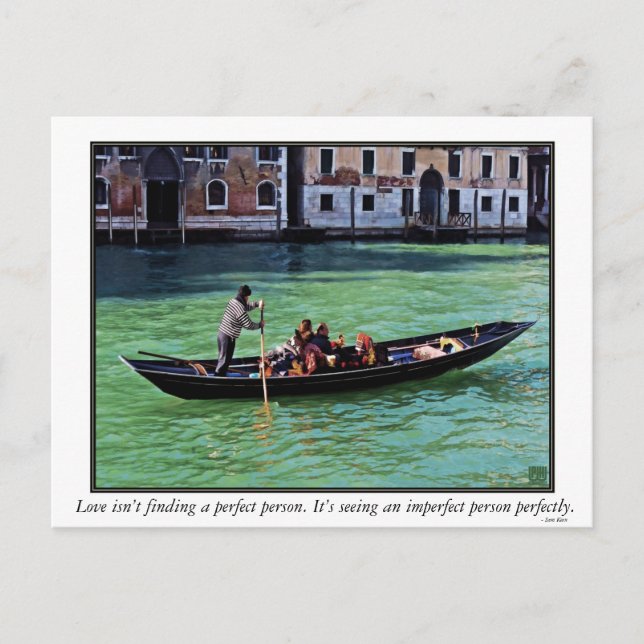 Venice Gnadola & Canal mit Liebe Zitat Postkarte (Vorderseite)