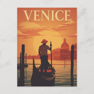 Venice Gondola Sunset Postkarte