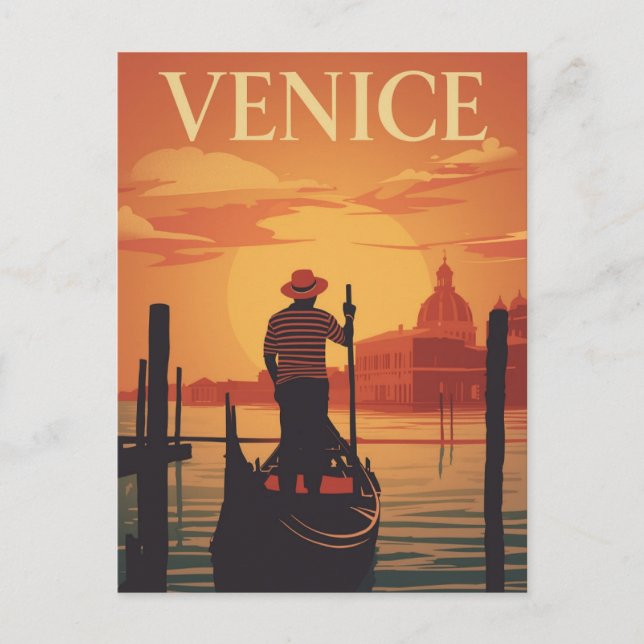 Venice Gondola Sunset Postkarte (Vorderseite)