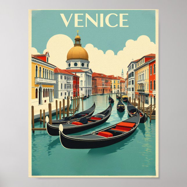 Venice Gondolas - Vintage Travel Poster (Vorne)