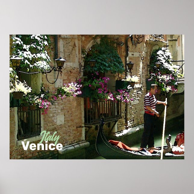 Venice Gondolier Travel Poster (Vorne)