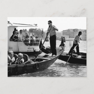 VENICE GONDOLIERS IN SCHWARZ UND WEISS POSTKARTE