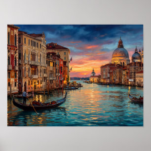 Venice Grand Canal & Gondola Malerei Poster