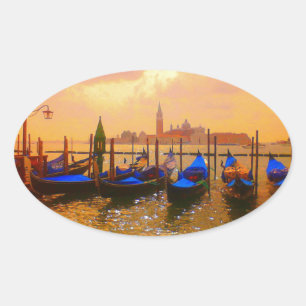 Venice Grand Canal & Gondolas Giro del Malcantone Ovaler Aufkleber