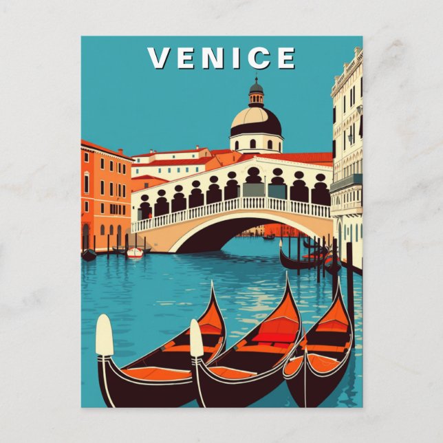 Venice Italy Gondola Canal Vintage  Postkarte (Vorderseite)
