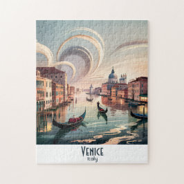 Venice Italy Gondola Canal Watercolor Retro Travel Puzzle