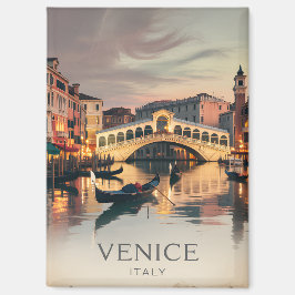 Venice Italy Rialto Bridge Vintage Twilight Rustic Magnet