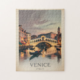 Venice Italy Rialto Bridge Vintage Twilight Rustic Puzzle