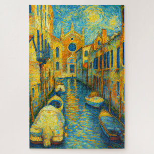 Venice-Kanal Sternennacht Impressionistische Kunst Puzzle