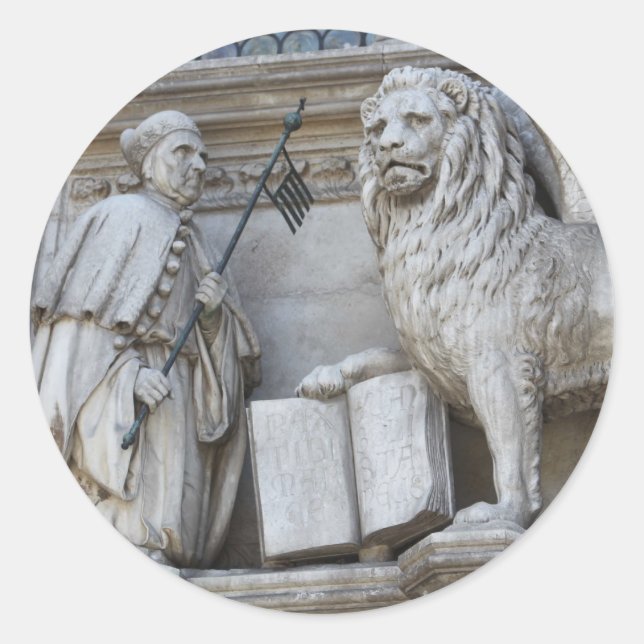 Venice Lion Runder Aufkleber (Vorderseite)