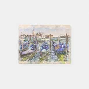 Venice Port Blue Boote Post-it Klebezettel
