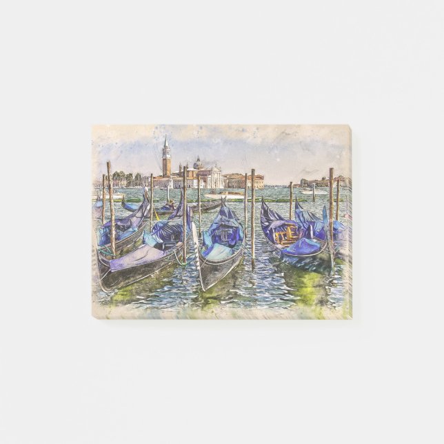 Venice Port Blue Boote Post-it Klebezettel (Vorderseite)