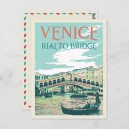 Venice Rialto Bridge Illustration Italien Postcard Postkarte