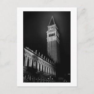 VENICE SAN MARCO TOWER AM ABEND B/W POSTKARTE