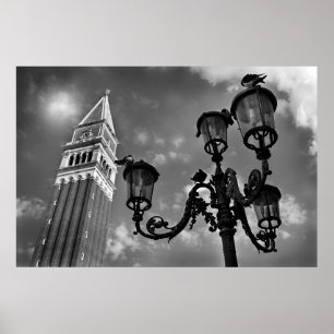 Venice San Marco Tower und Street Light Poster