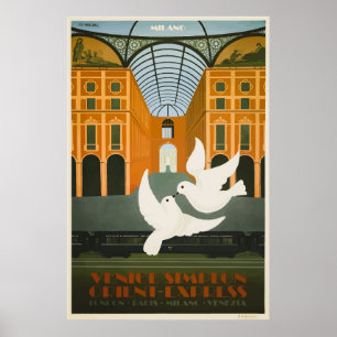 Venice Simplon Orient Express Milano Vintage Post Poster
