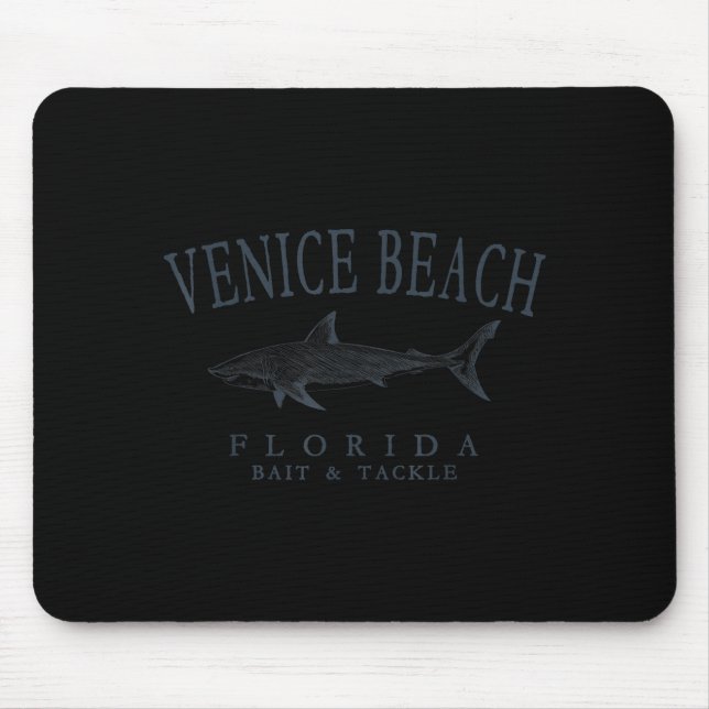 Venice Strand Florida Hai Retro Schiefer Kunst Ang Mousepad (Vorne)