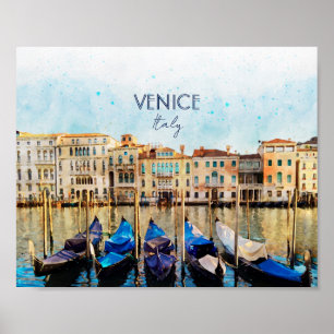 VENICE VENEZIA Aquarell - Italien Reiseandenken Poster