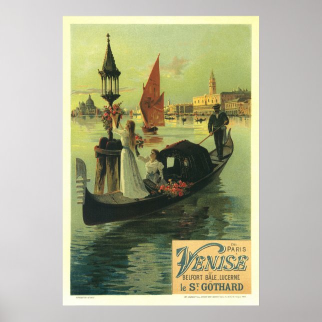 Venise Venice Vintage französische Werbung Poster (Vorne)