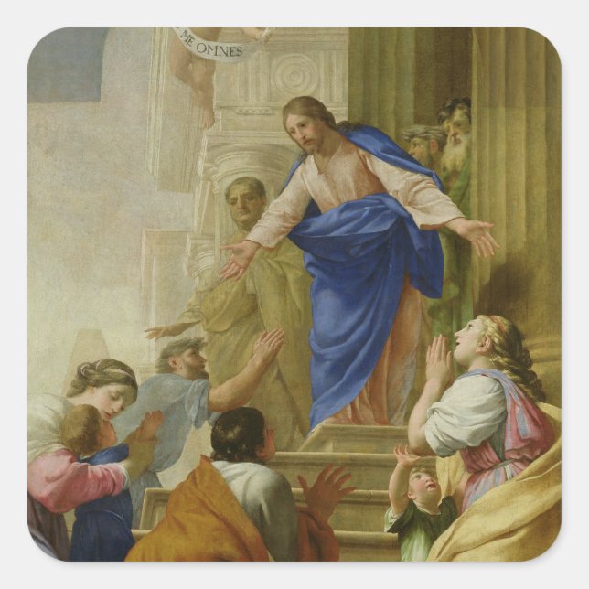 Venite wie ich Omnes Quadratischer Aufkleber (Vorderseite)