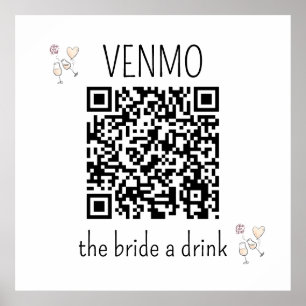VENMO der Braut ein Drink QR Code Junggesellinnena Poster