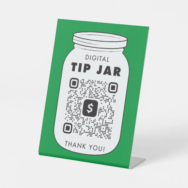 Venmo oder Cash App QR Code Tipp Jar Sockelschild (Vorderseite)