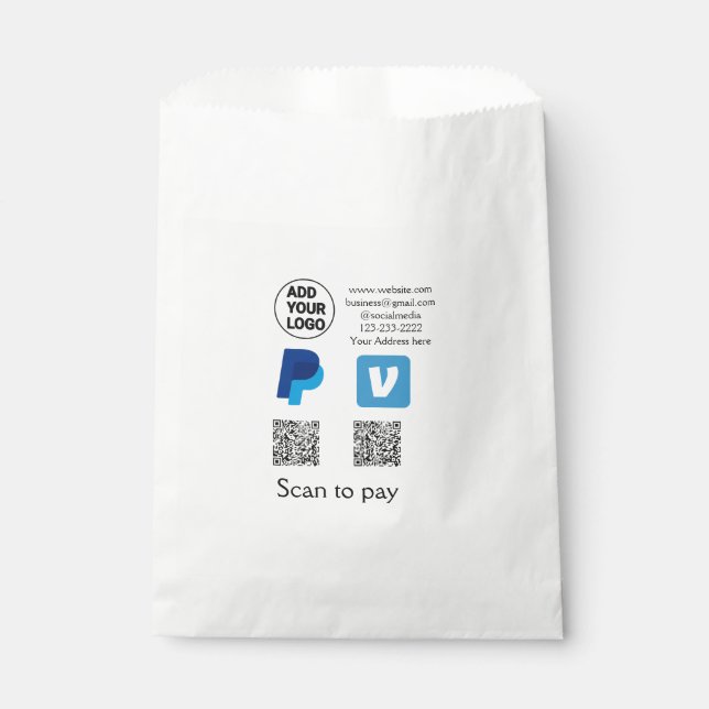 Venmo PayPal-Scan zu zahlen q oder Code-Logo-Text Geschenktütchen (Vorderseite)