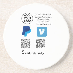 Venmo PayPal-Scan zu zahlen q oder Code-Logo-Text Getränkeuntersetzer
