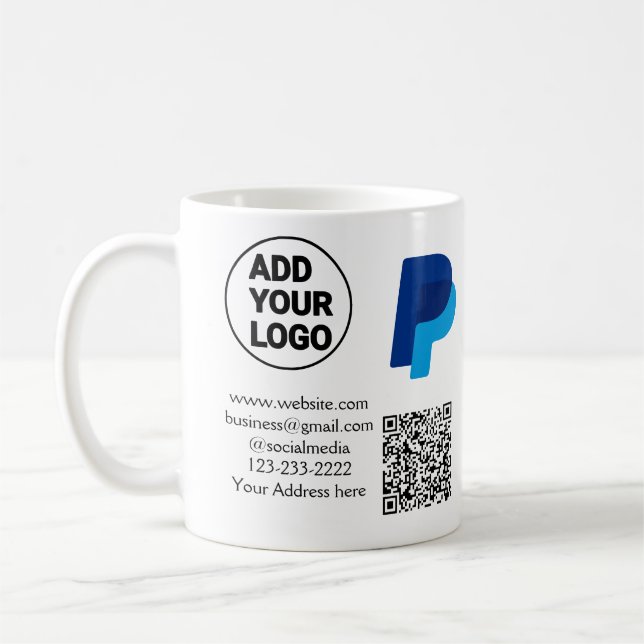 Venmo PayPal-Scan zu zahlen q oder Code-Logo-Text Kaffeetasse (Links)