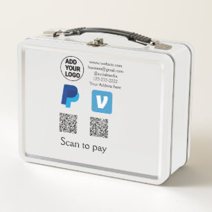 Venmo PayPal-Scan zu zahlen q oder Code-Logo-Text Metall Brotdose