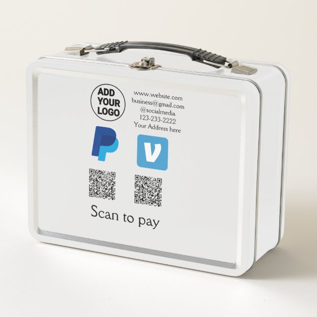 Venmo PayPal-Scan zu zahlen q oder Code-Logo-Text Metall Brotdose (Vorderseite)