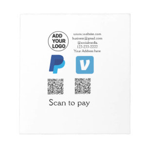Venmo PayPal-Scan zu zahlen q oder Code-Logo-Text Notizblock