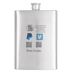 Venmo PayPal Scan zum Bezahlen QR-Code-Logo-Text n Flachmann