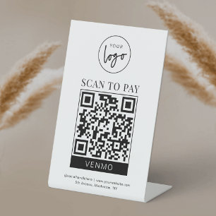 Venmo QR Code Bezahlung Minimalistische Logo Scan  Sockelschild