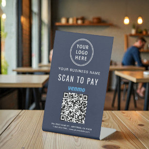 Venmo QR-Code-Logo Blau Scannen zum Bezahlen Sockelschild