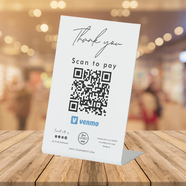 Venmo QR Code Logo Scan to Pay Vielen Dank Sockelschild (Von Creator hochgeladen)