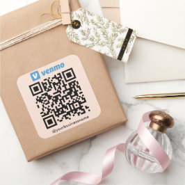 Venmo QR Code Payment Scan zu bezahlen Soft Peach Quadratischer Aufkleber