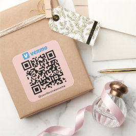 Venmo QR Code Payment Scan zu zahlen Blush Pink Quadratischer Aufkleber