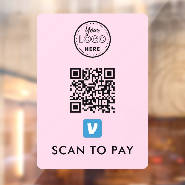 Venmo QR Code Scan zu bezahlen Moderne Logo rosa Fensteraufkleber (Blatt 2)