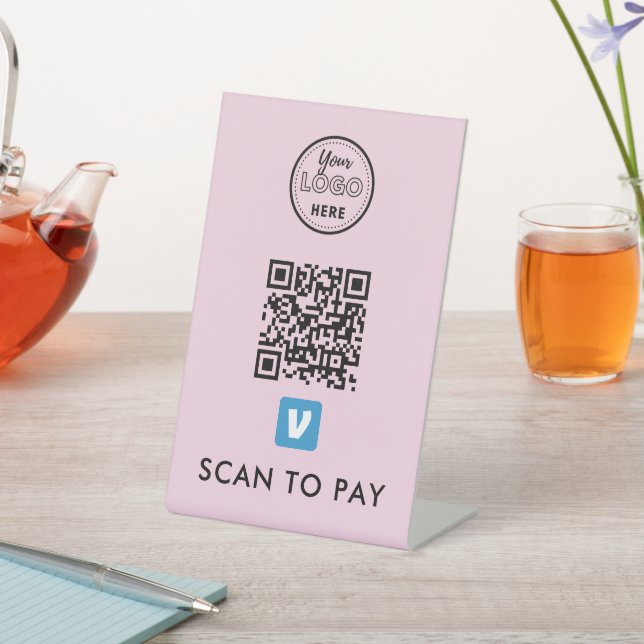 Venmo QR Code Scan zu bezahlen Moderne Logo rosa Sockelschild (In SItu)