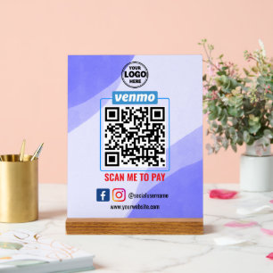 Venmo QR Code Zahlung Recherche, um Unternehmen Acrylschild