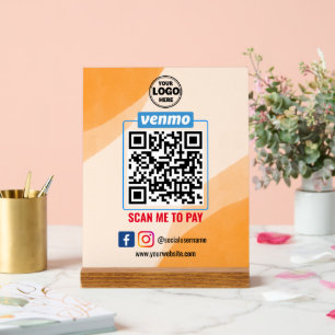 Venmo QR Code Zahlung Recherche, um Unternehmen Acrylschild