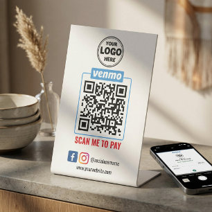 Venmo QR Code Zahlung   Recherche, um Unternehmen  Sockelschild
